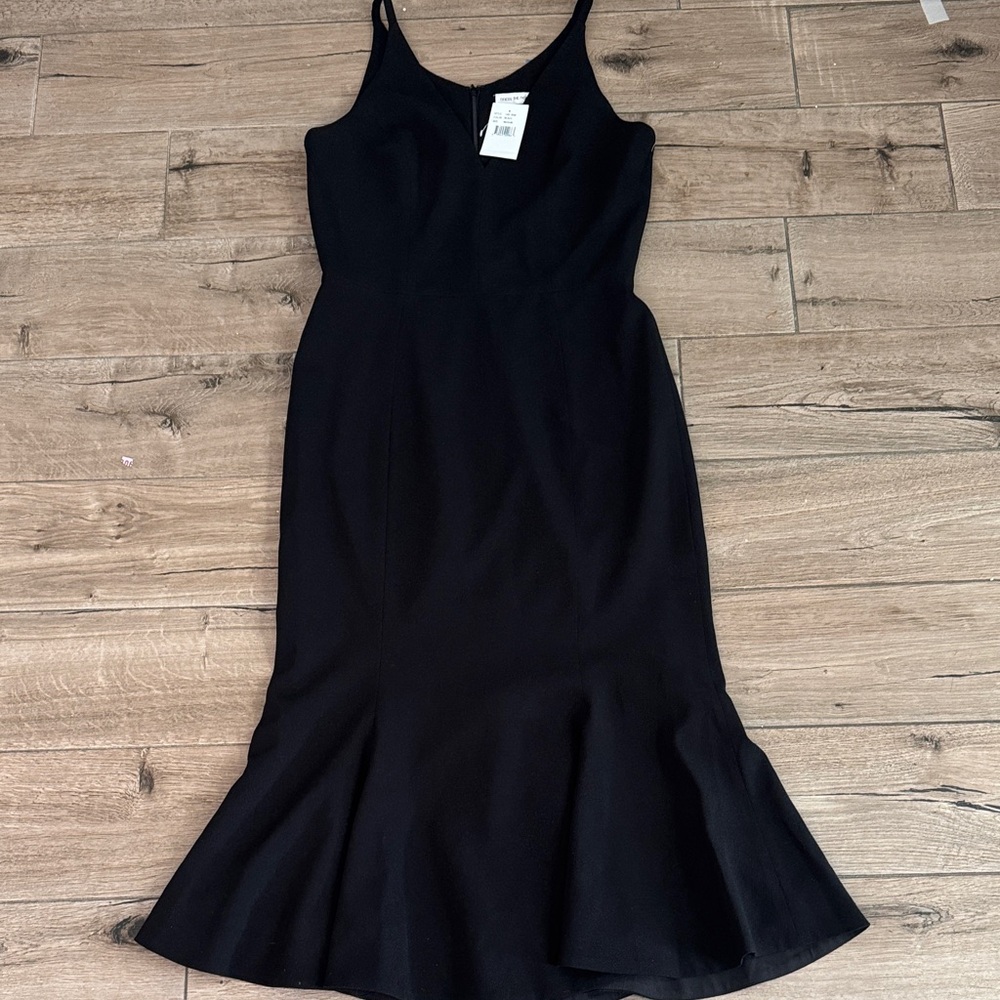 Dress the Population Black Midi Mermaid Dress with Spaghetti Straps